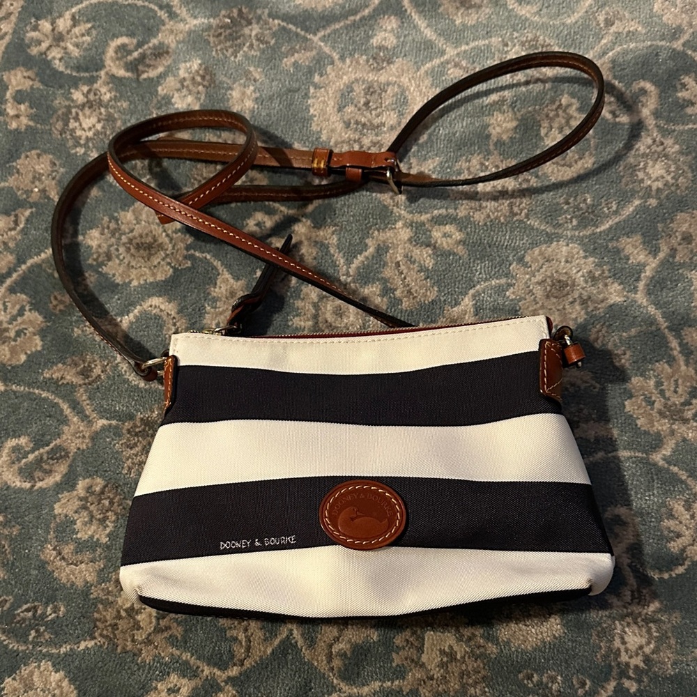 Dooney & Bourke Navy and White Striped Crossbody Bag cute